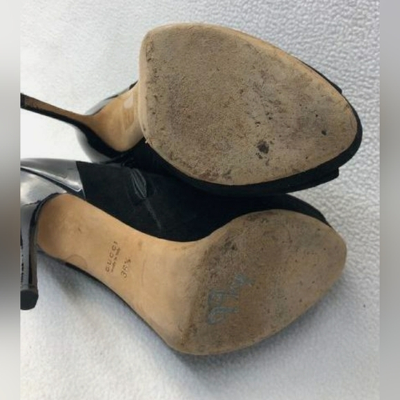 GUCCI Italy Designer Peep Toe Stiletto Heel Clog Booties Size 36.5 or 6 - Picture 6 of 10